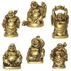 6 Statues Bouddhas Rieurs dorées