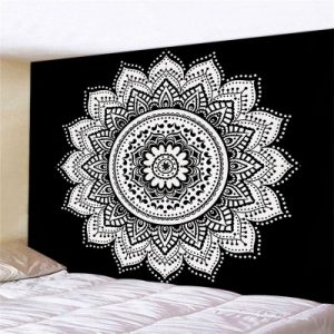 Tenture Mandala noire et blanche