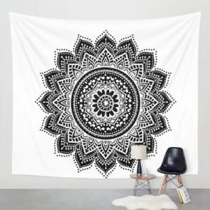 Tenture Mandala blanche et noire