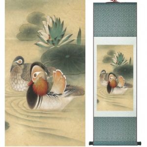 Kakemono Estampe Couple de Canards Mandarins