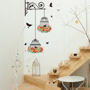 Sticker Suspension Couronne de Fleurs aux Oiseaux