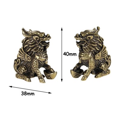 Double Statues Chi Lin en cuivre – Image 3