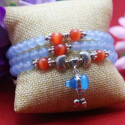 Bracelet Wu lou en Opale bleue