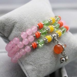 Bracelet Wu lou en Calcédoine rose