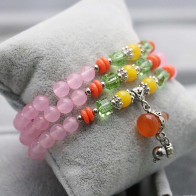 Bracelet Wu lou en Calcédoine rose