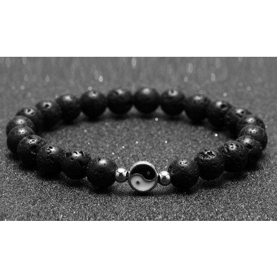 Bracelet Yin Yang Pierre de Lave – Image 2