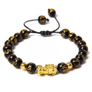 Bracelet Pi Yao Mantra Protecteur en Onyx noire