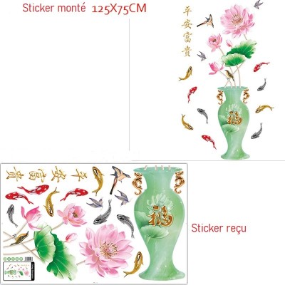 Sticker Vase de la Richesse Poissons Carpes – Image 3