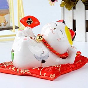 Statue Maneki Neko Eventail Tirelire