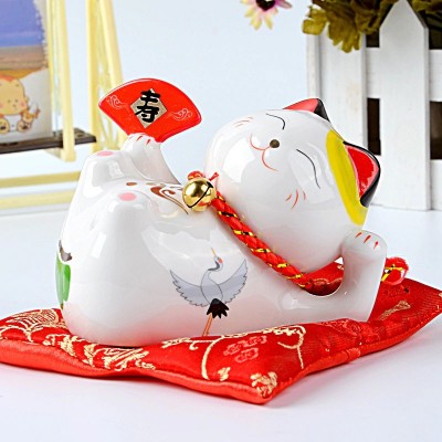 Statue Maneki Neko Eventail Tirelire
