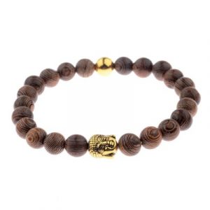Bracelet Bois Bouddha doré
