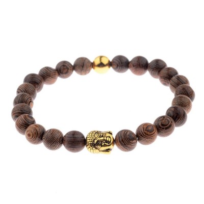 Bracelet Bois Bouddha doré