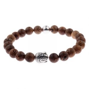 Bracelet Bois Bouddha argenté