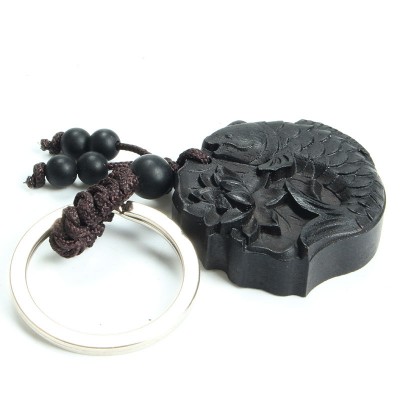 Porte Clés Poisson Carpe Lotus en Ebène – Image 3