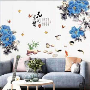 Sticker Pivoines bleues