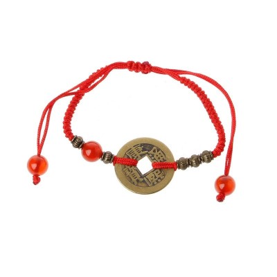 Bracelet Fils Rouge Pièce de Monnaie Ancienne