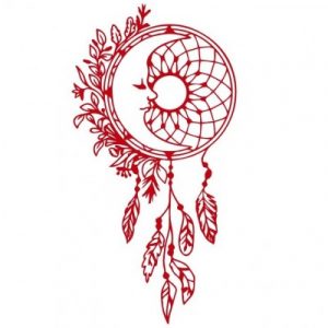 Sticker Attrape Rêves Soleil et Lune rouge