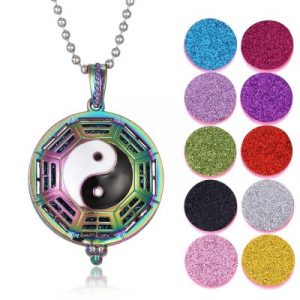 Collier Pendentif Aromathérapie Yin Yang noir et blanc