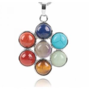 Collier Pendentif Marguerite des 7 Chakras