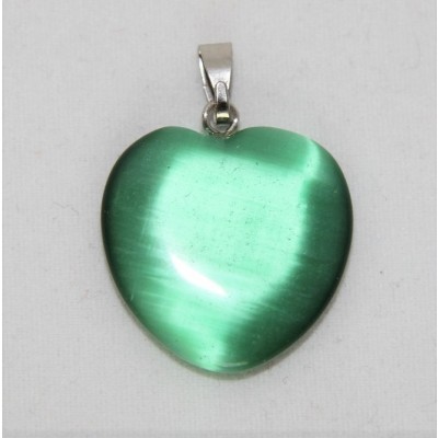 Pendentif Coeur en Oeil de chat vert