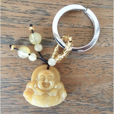 Porte Clés Bouddha Riant en Topaze jaune