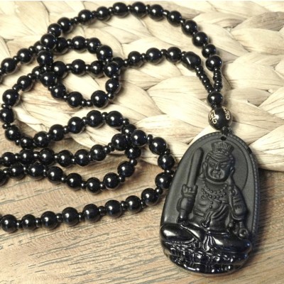 Suspension Déesse Guan Yin en Obsidienne noire – Image 2