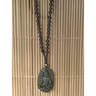 Suspension Déesse Guan Yin en Obsidienne noire – Image 3