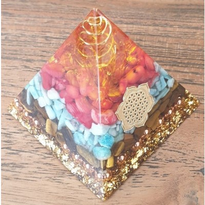 Orgonite Pyramide Chakra Fleur de vie – Image 3