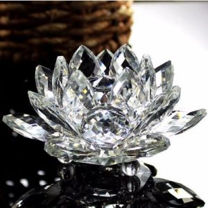 Grande Fleur de Lotus en Cristal blanc