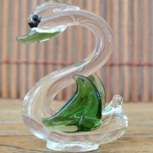 Cygne en Cristal vert et blanc