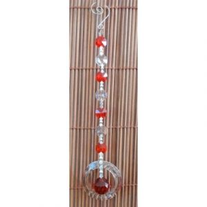 Suspension Cristal Solaire rouge 20mm Spirale et Cercle