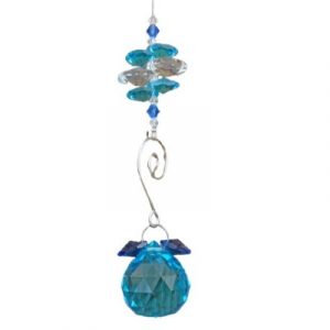 Suspension Spirale Cristal Solaire turquoise 30mm