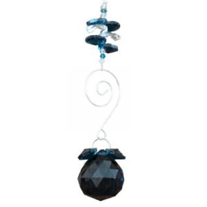 Suspension Spirale Cristal Solaire bleu zircon 30mm
