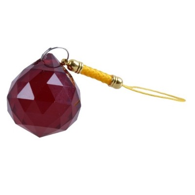 Suspension Cristal à Facettes rouge 30mm