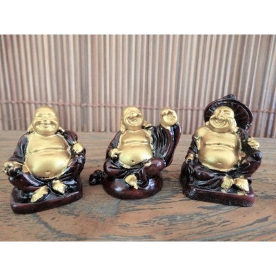 6 Statues Bouddhas Rieurs rouges et dorées – Image 2
