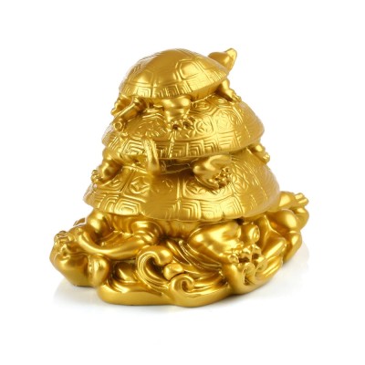 Statue les 3 Tortues de l'Harmonie dorée – Image 2