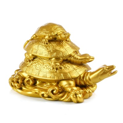 Statue les 3 Tortues de l'Harmonie dorée – Image 3