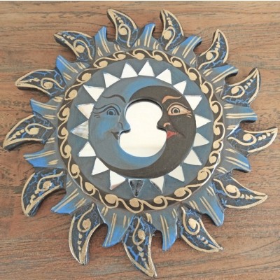 Miroir Soleil Mosaïque bleu 20cm – Image 2