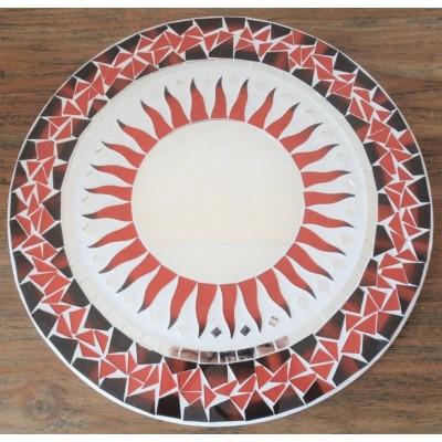 Miroir Soleil Mosaïque rouge et blanc 40cm – Image 3