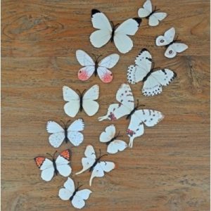 Stickers 12 Papillons Beiges 3D