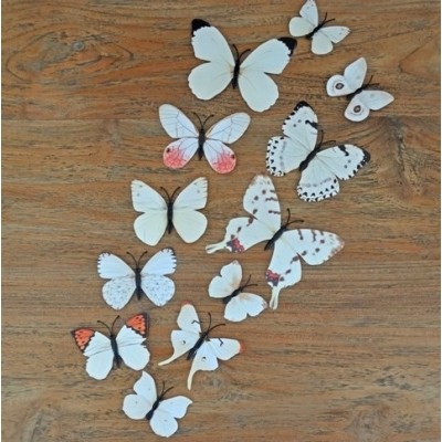 Stickers 12 Papillons Beiges 3D