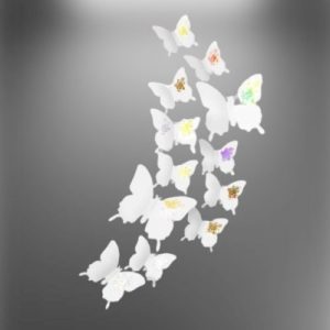 Stickers 12 Papillons blancs 3D à la Rose dorée