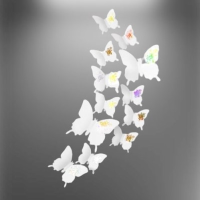 Stickers 12 Papillons blancs 3D à la Rose dorée