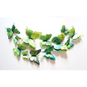 Stickers 12 Doubles Papillons Verts 3D