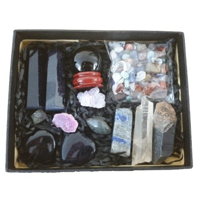 Coffret Chakra ensemble en Pierre de Sable bleu
