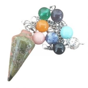 Pendule des 7 Chakras en Unakite