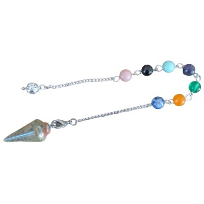Pendule des 7 Chakras en Unakite – Image 2