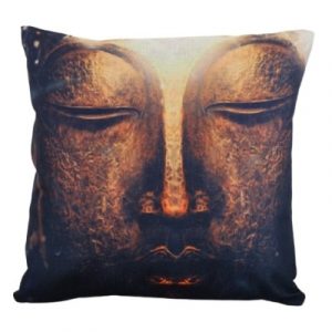 Housse de Coussin Tête de Bouddha marron