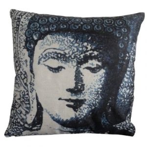 Housse de Coussin Tête de Bouddha bleu