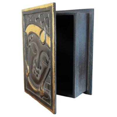Boîte Bouddha noir et or 15cm – Image 2